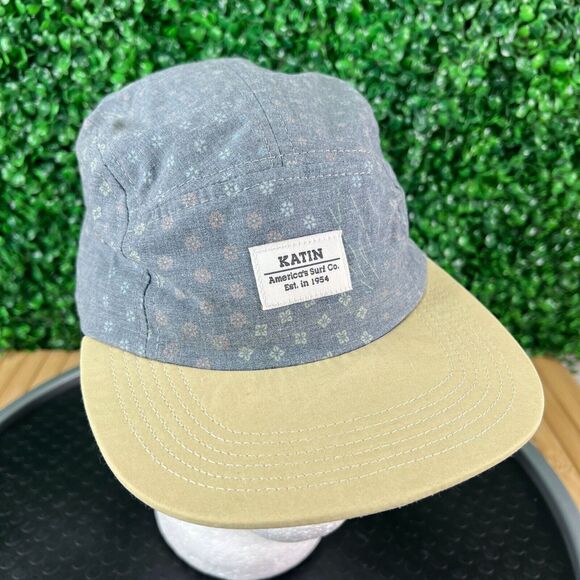 NWT Katin Flat Brim Leather Strap Adjustable Gray Low Profile Surf Hat Cap - Picture 5 of 7